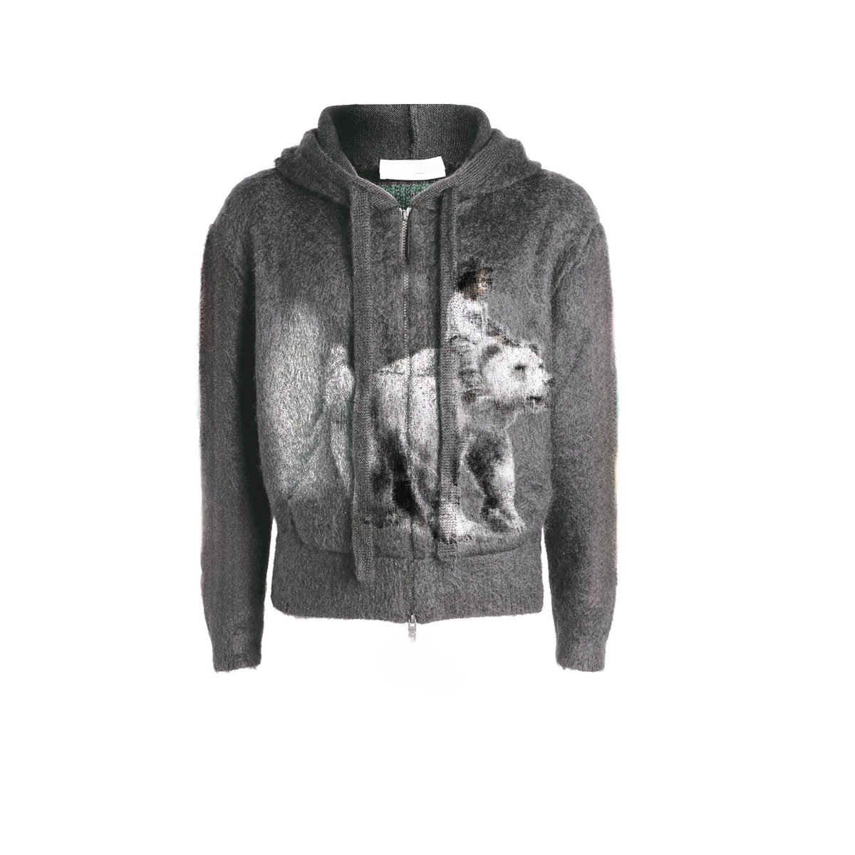 N*M “Rebellious” Grey Mohair Hoodie