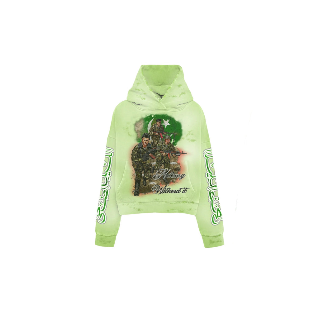 N*M Green “Nothing Without It” Militia Hoodie