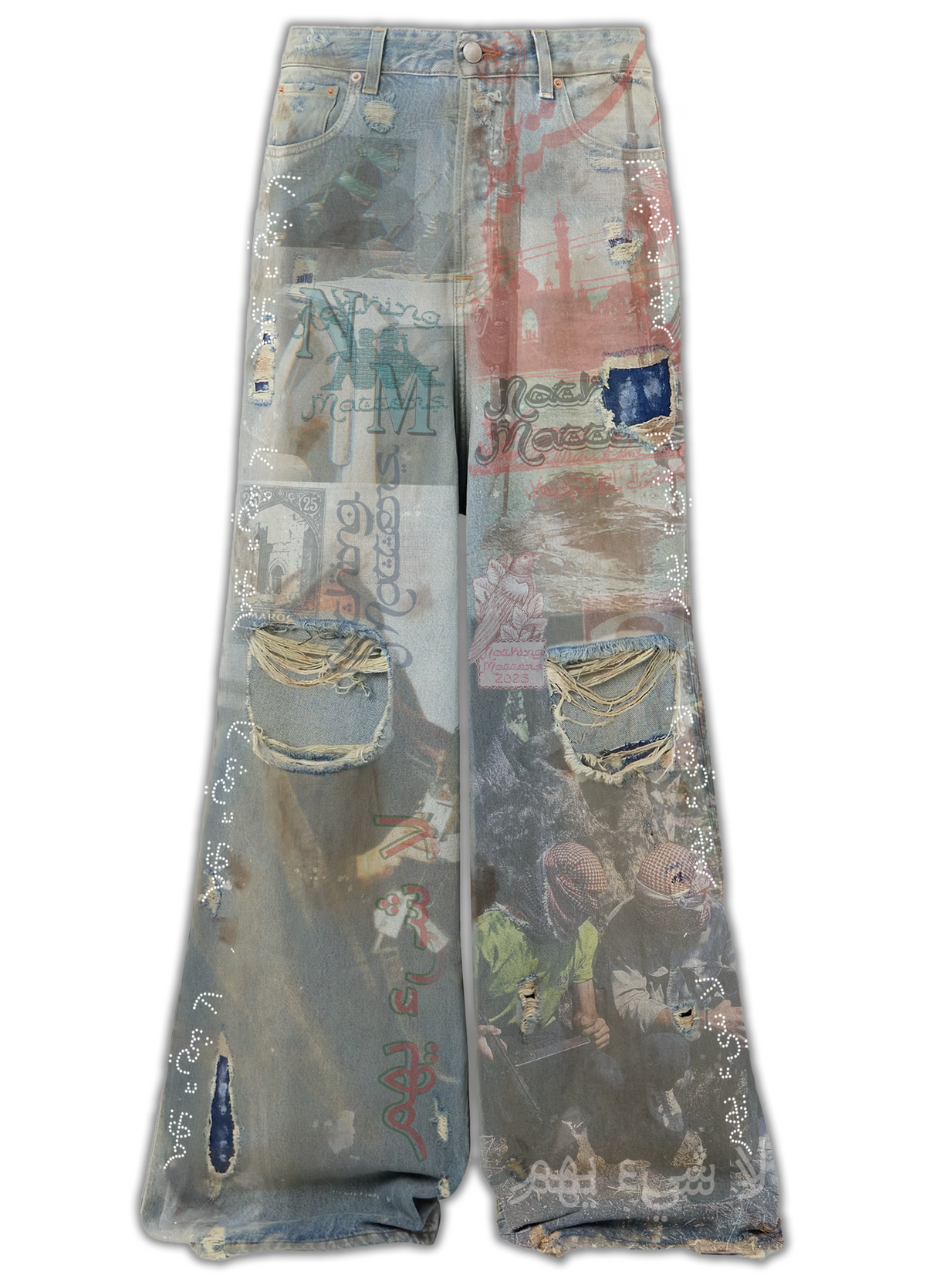 N*M “WAR” Blue Jean Distressed Denim